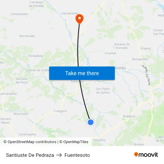 Santiuste De Pedraza to Fuentesoto map
