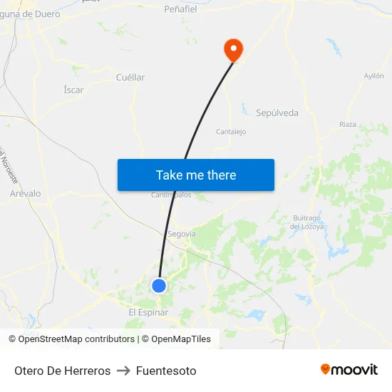Otero De Herreros to Fuentesoto map