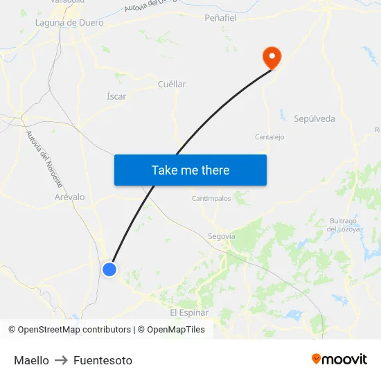 Maello to Fuentesoto map