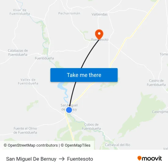 San Miguel De Bernuy to Fuentesoto map