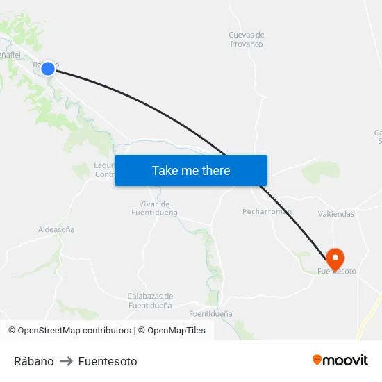Rábano to Fuentesoto map
