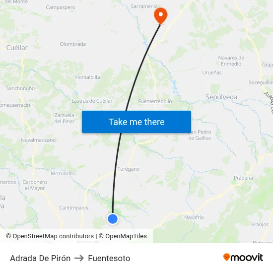 Adrada De Pirón to Fuentesoto map