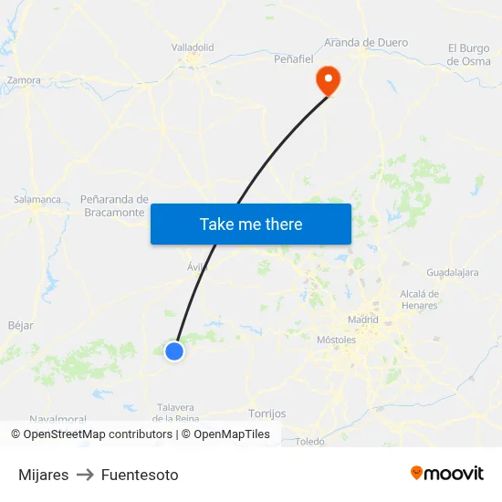 Mijares to Fuentesoto map
