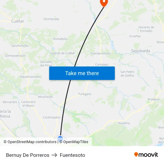 Bernuy De Porreros to Fuentesoto map