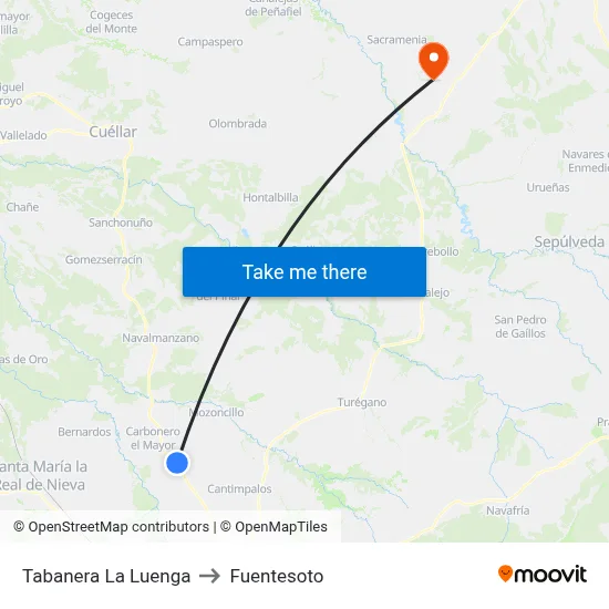 Tabanera La Luenga to Fuentesoto map