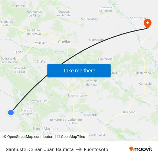 Santiuste De San Juan Bautista to Fuentesoto map