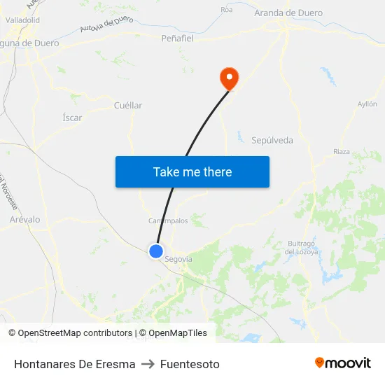 Hontanares De Eresma to Fuentesoto map