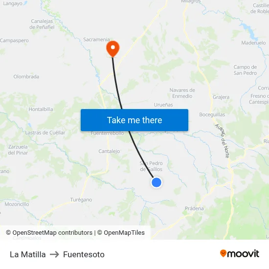 La Matilla to Fuentesoto map