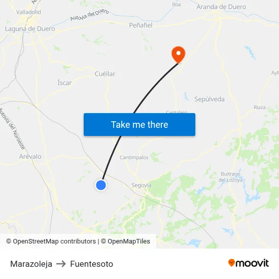 Marazoleja to Fuentesoto map
