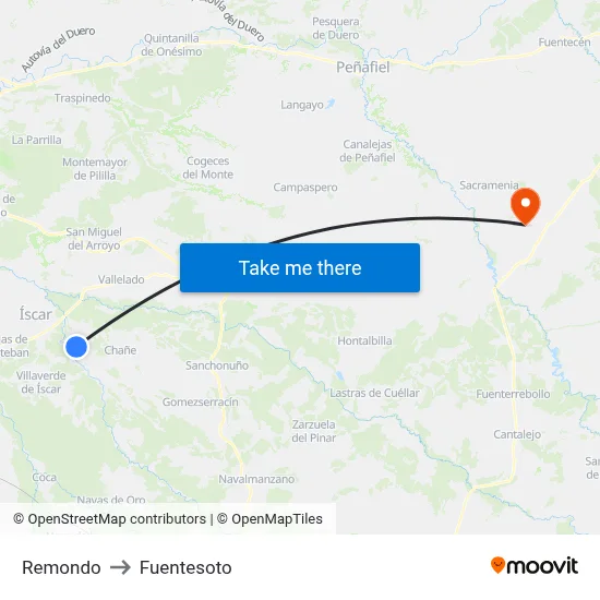 Remondo to Fuentesoto map