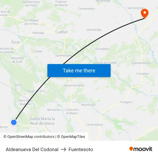 Aldeanueva Del Codonal to Fuentesoto map