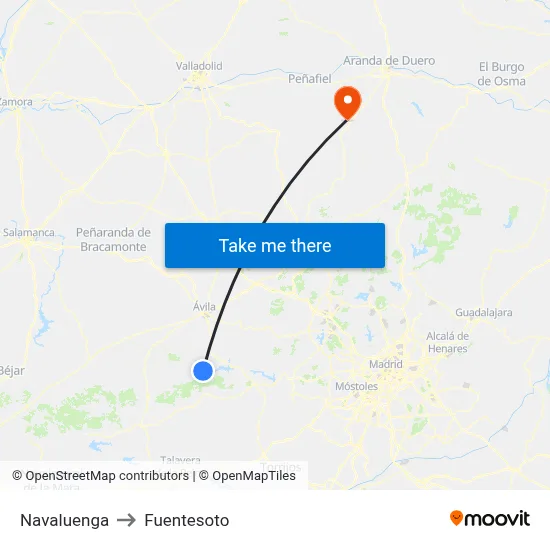 Navaluenga to Fuentesoto map