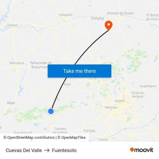 Cuevas Del Valle to Fuentesoto map
