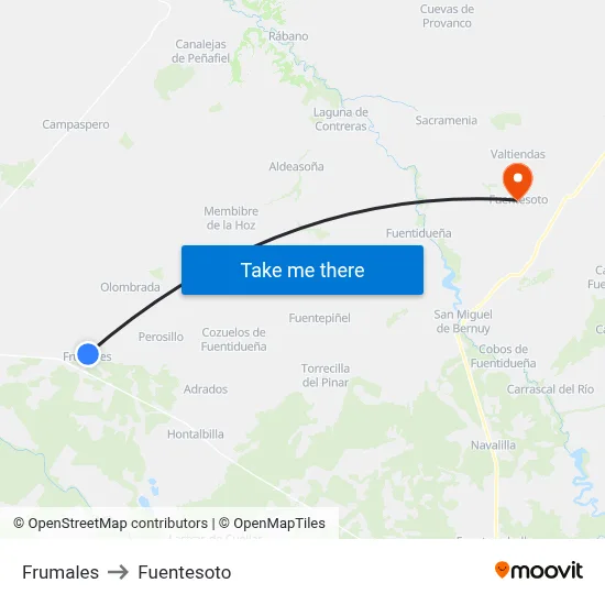 Frumales to Fuentesoto map