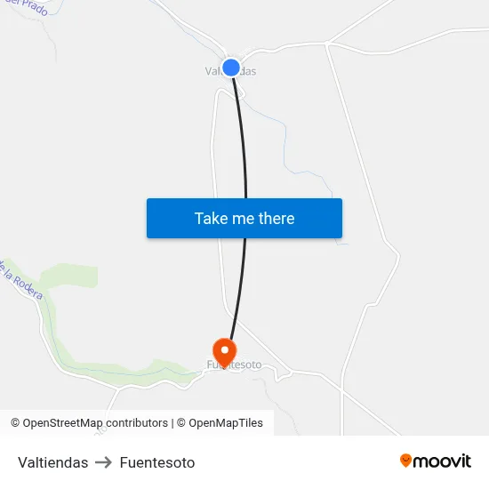 Valtiendas to Fuentesoto map