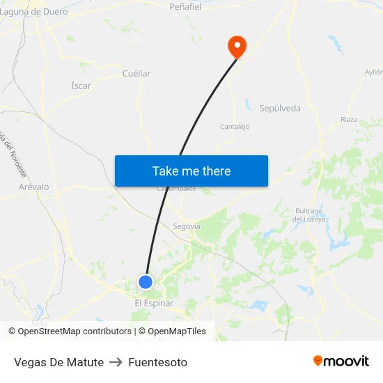 Vegas De Matute to Fuentesoto map
