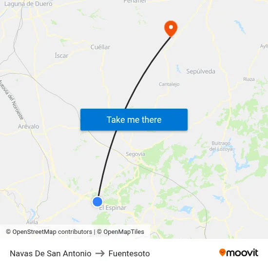 Navas De San Antonio to Fuentesoto map