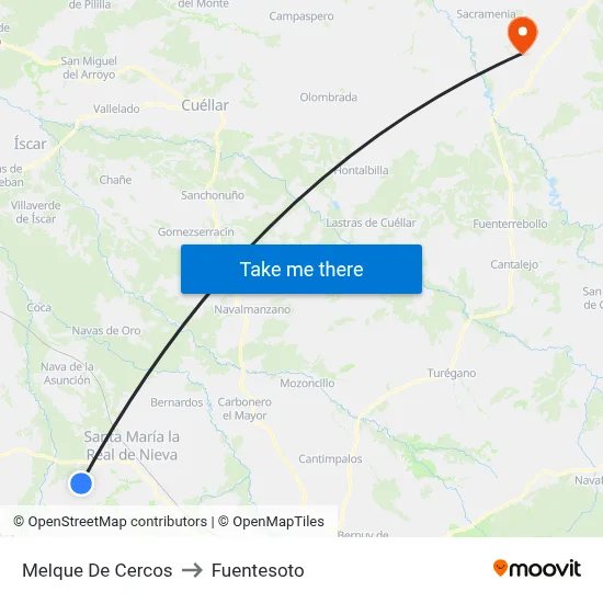Melque De Cercos to Fuentesoto map