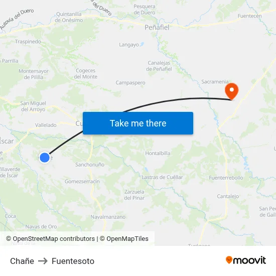 Chañe to Fuentesoto map