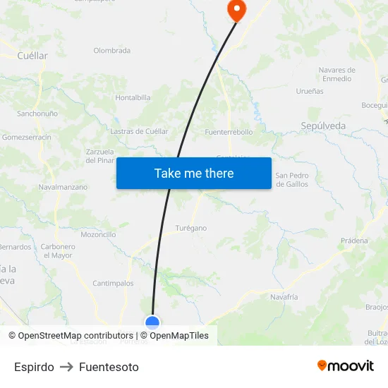 Espirdo to Fuentesoto map