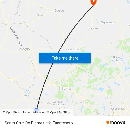 Santa Cruz De Pinares to Fuentesoto map