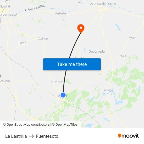 La Lastrilla to Fuentesoto map