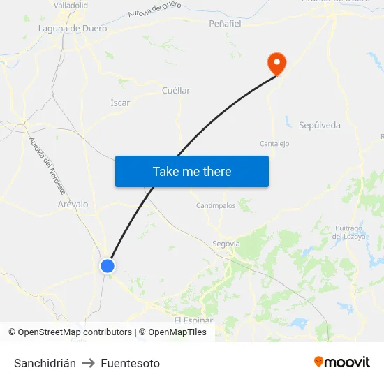 Sanchidrián to Fuentesoto map