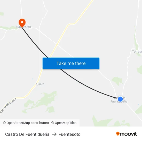 Castro De Fuentidueña to Fuentesoto map