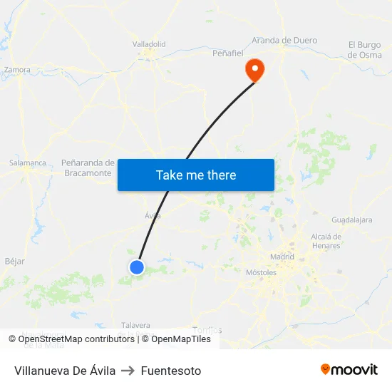 Villanueva De Ávila to Fuentesoto map
