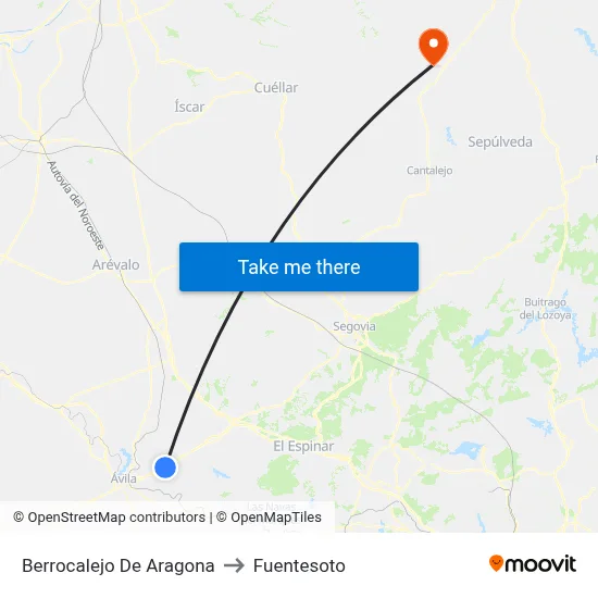 Berrocalejo De Aragona to Fuentesoto map