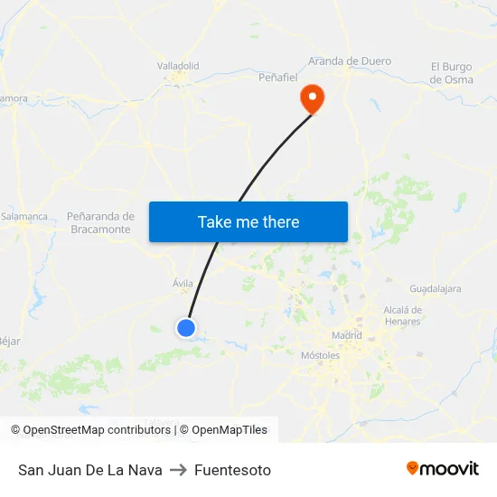 San Juan De La Nava to Fuentesoto map