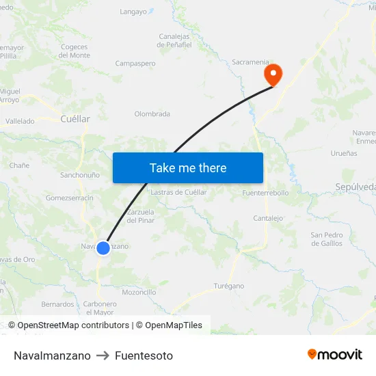 Navalmanzano to Fuentesoto map