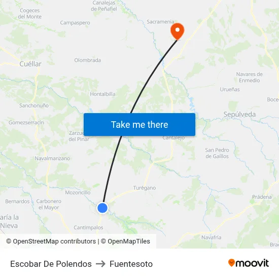 Escobar De Polendos to Fuentesoto map