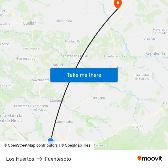 Los Huertos to Fuentesoto map