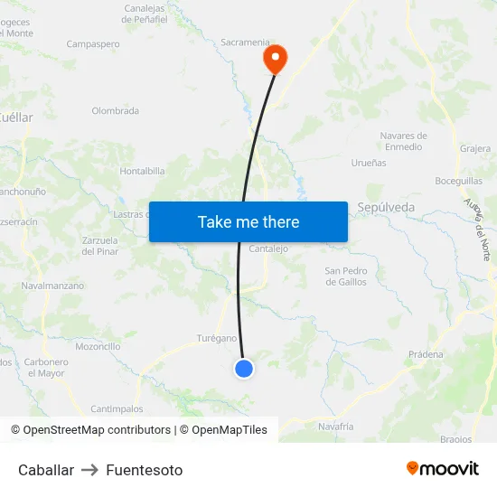 Caballar to Fuentesoto map