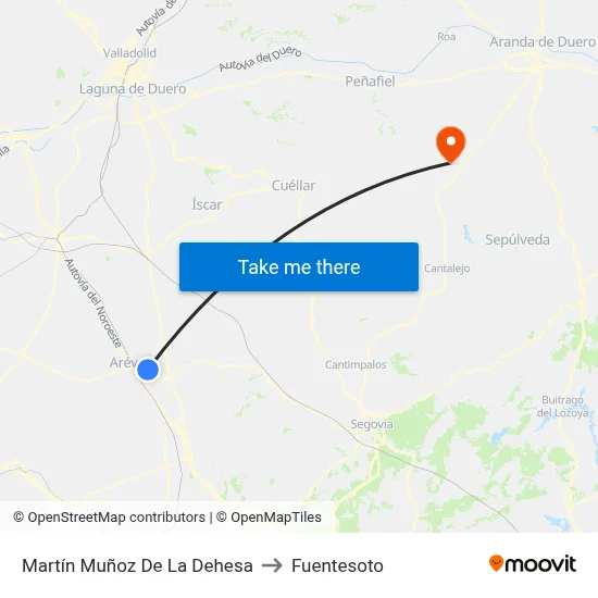 Martín Muñoz De La Dehesa to Fuentesoto map