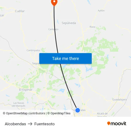 Alcobendas to Fuentesoto map