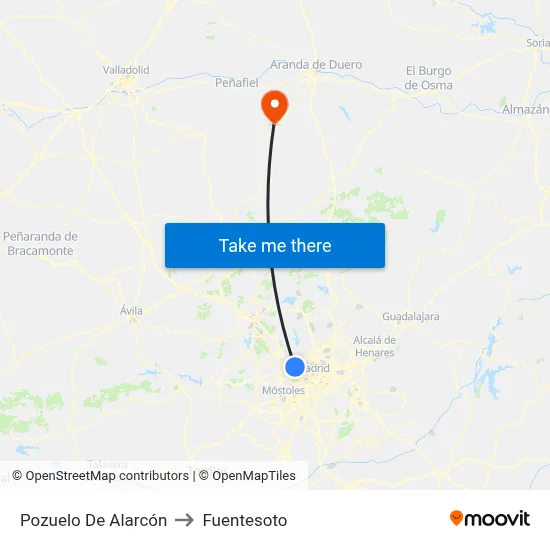 Pozuelo De Alarcón to Fuentesoto map