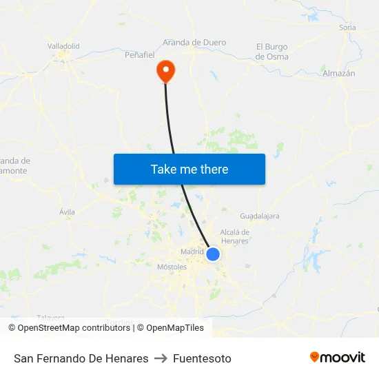 San Fernando De Henares to Fuentesoto map