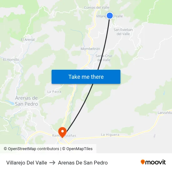 Villarejo Del Valle to Arenas De San Pedro map