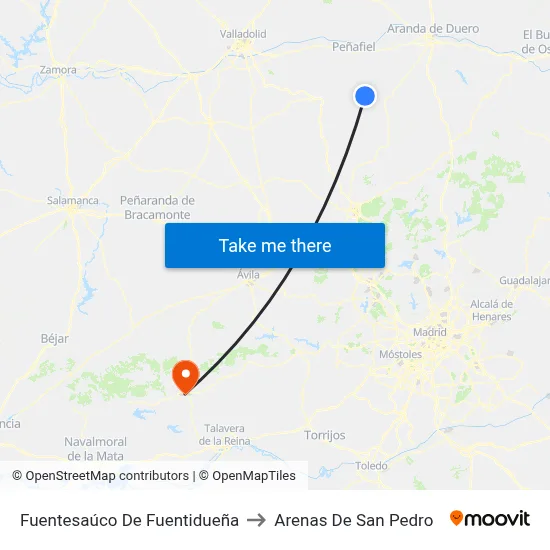 Fuentesaúco De Fuentidueña to Arenas De San Pedro map