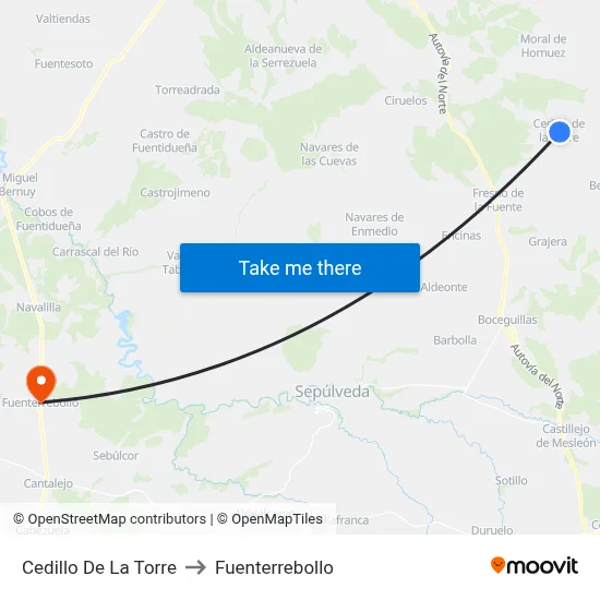 Cedillo De La Torre to Fuenterrebollo map
