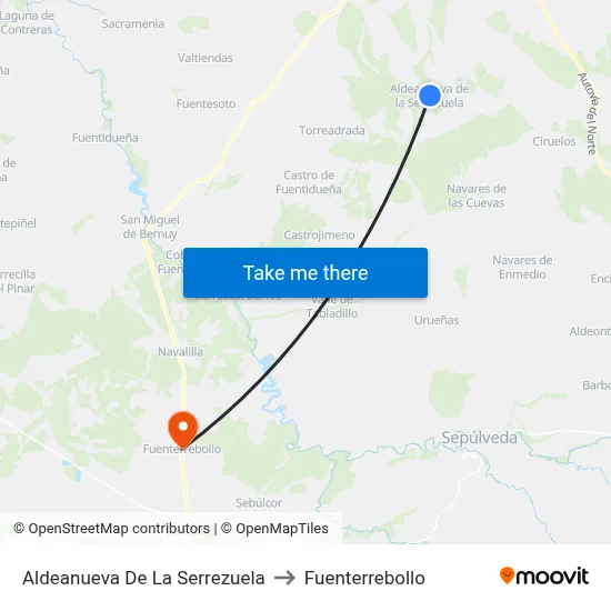 Aldeanueva De La Serrezuela to Fuenterrebollo map