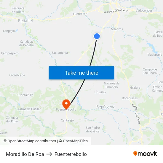 Moradillo De Roa to Fuenterrebollo map