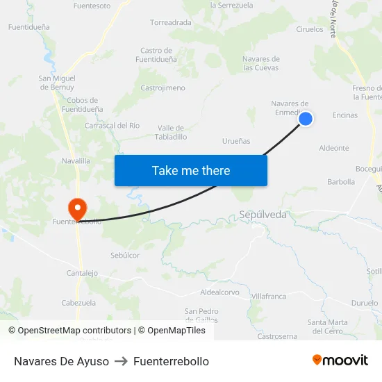 Navares De Ayuso to Fuenterrebollo map