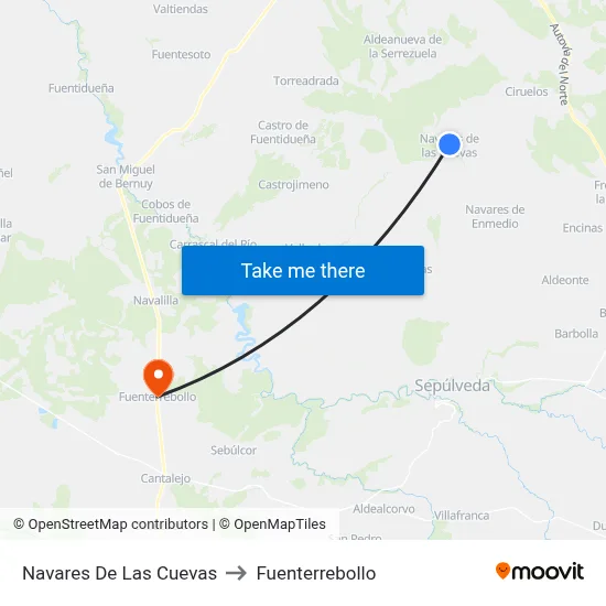 Navares De Las Cuevas to Fuenterrebollo map