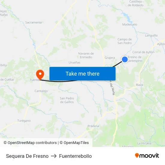 Sequera De Fresno to Fuenterrebollo map