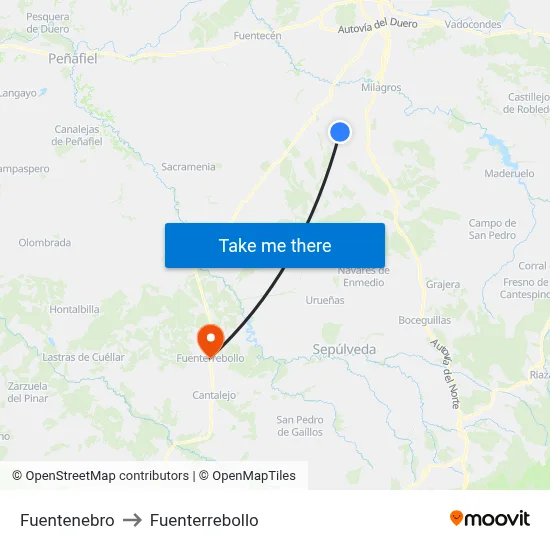 Fuentenebro to Fuenterrebollo map