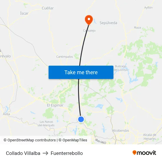 Collado Villalba to Fuenterrebollo map