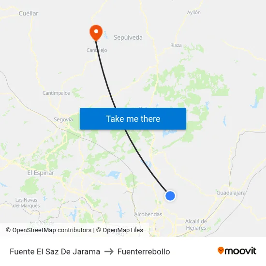 Fuente El Saz De Jarama to Fuenterrebollo map
